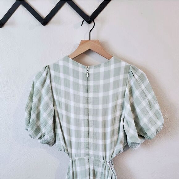 Show Me Your MuMu Eloise Green Gingham Cut Out Maxi Dress Size Extra Small NWT - Picture 9 of 11